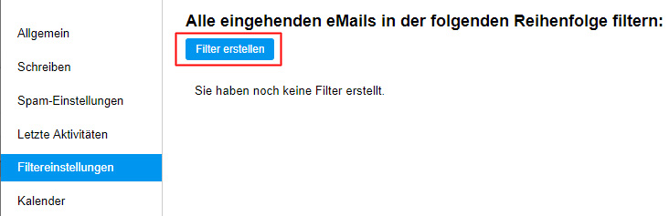 Einrichten von Filtern in AOL Mail