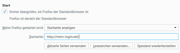 Mozilla Firefox: Startseite ändern