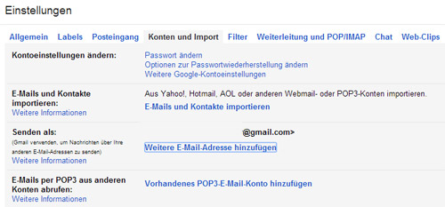 Neue Alias-Adresse bei Gmail erstellen