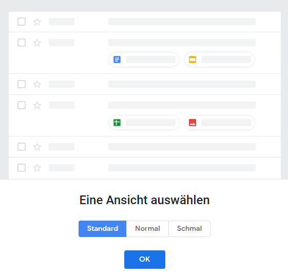 Gmail Ansicht auswählen