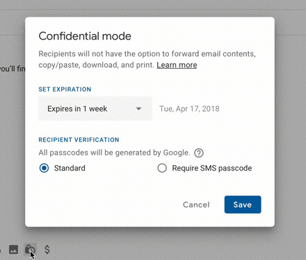 Gmail Confidential mode