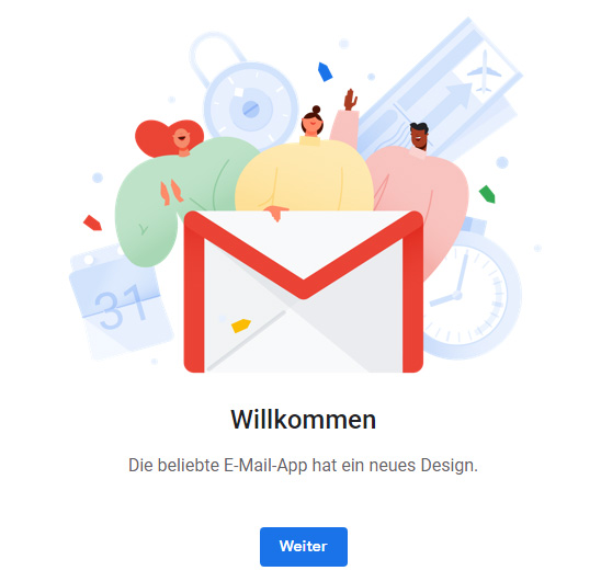 Gmail - Neues Design 2018 - Aktivierung