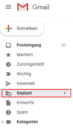 Gmail Ordner: Geplant