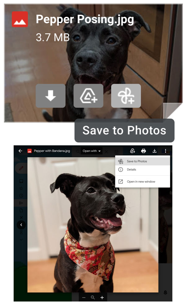 Fotos aus GMail direkt in Google Photos gespeichert werden