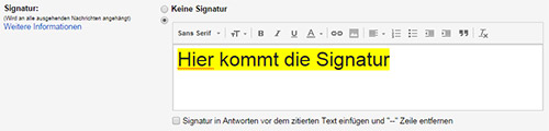 Signatur einrichten bei Gmail