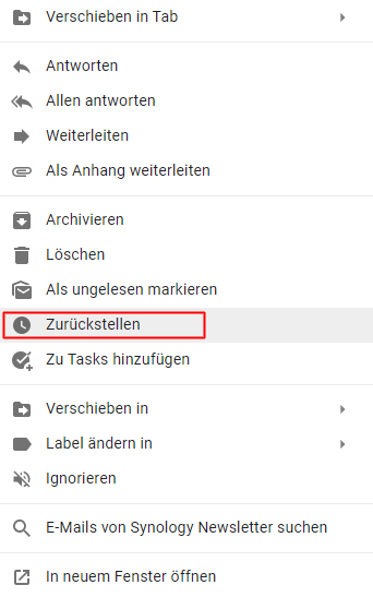 Gmail: E-Mails bis zu einem gewünschten Zeitpunkt einfach zurückstellen