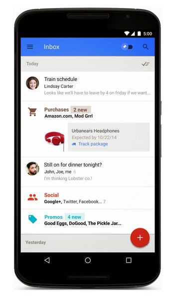 Google Inbox Bundles Handy