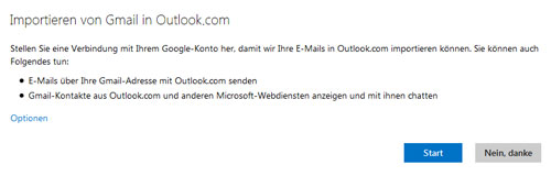 von Gmail zu Outlook.com umziehen