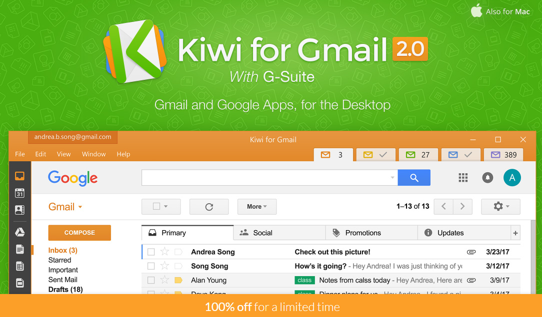 Kiwi für Gmail jetzt kostenlos
