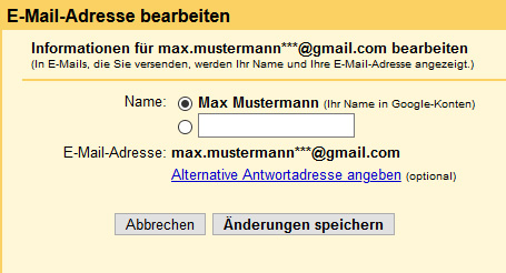 Wie kann ich den Namen für mein Gmail - Konto ändern?