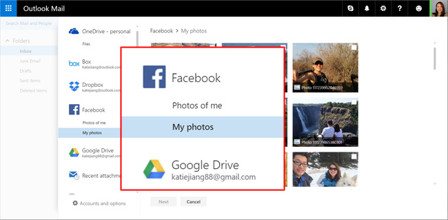 Outlook.com: Unterstützung für Google Drive und Facebook Fotos