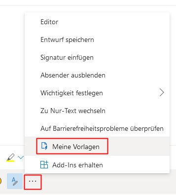 E-Mail-Vorlagen vom Outlook Web