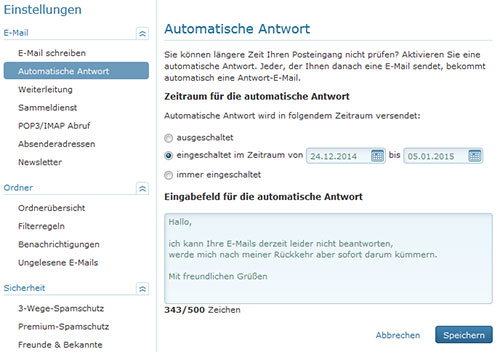 Web.de Mail Automatische Antwort