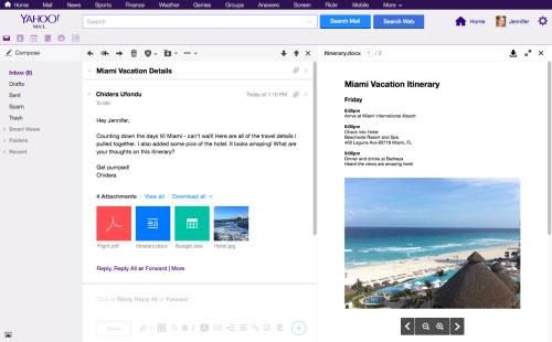 Yahoo Mail: Vorschau des Anhangs