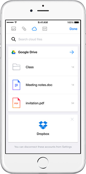 Dropbox und Google Drive in Yahoo-Mail-App integriert