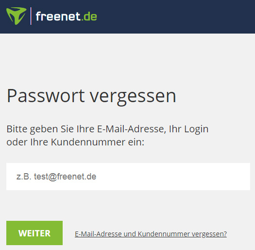 Freenet Passwort vergessen