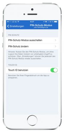 Touch ID als Sicherheit für die GMX Mail App