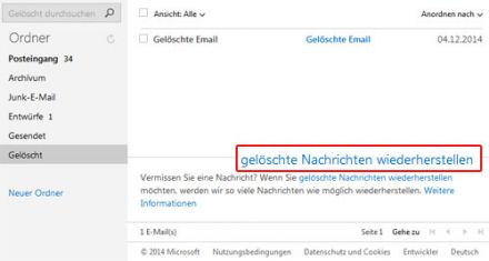 Gelöschte E-Mails mit Hotmail wiederherstellen