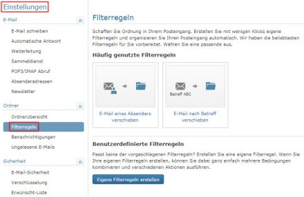 WEB.de: Filterregeln