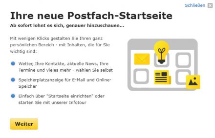 Postfach Startseite bei Web.de selber erstellen