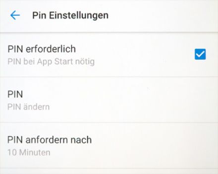 Web.de App: PIN-Schutz-Modus