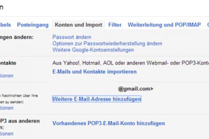 Neue Alias-Adresse bei Gmail erstellen