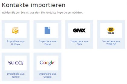 E-Mail-Kontakte in GMX Mail importieren - Optionen