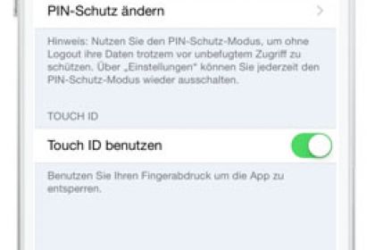 Touch ID als Sicherheit für die GMX Mail App