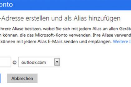 Neue Alias-Adresse bei Outlook.com erstellen