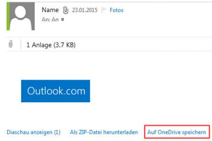 Outlook.com Anhänge auf OneDrive speichern