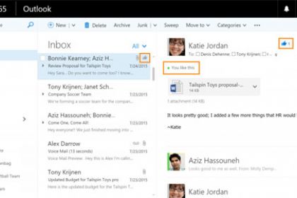 Outlook Likes und Mentions