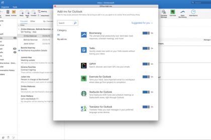Neue Unterstützung der Touch Bar und der verschiedenen Add-Ins unter Microsoft Outlook für Mac