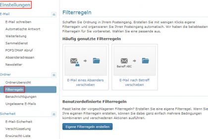 WEB.de: Filterregeln