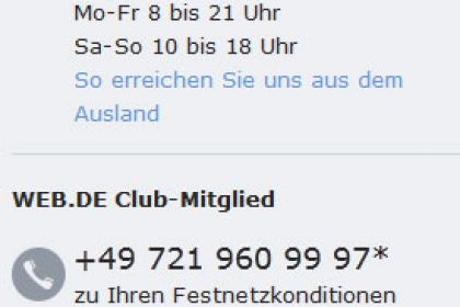WEB.DE Hotline aus Deutschland