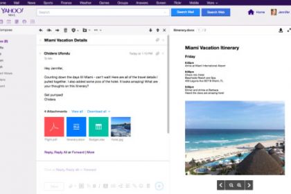 Yahoo Mail: Vorschau des Anhangs